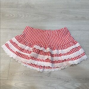 NEVER WORN • SHEIN EZwear Plaid Lace Splice Women High Waist A-Line Skort